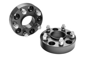 Jeep Wrangler Wheel Spacers - Rugged Ridge - Hub-Centric, 1.5 Inch, 5 x 5in, Extra Thick 6061-T6 Aluminum - Black - `18-`22